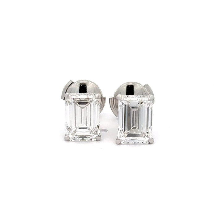 4.0 CTW Emerald Cut Lab Grown Diamond Studs fine jewelry by Matthew Rosie
