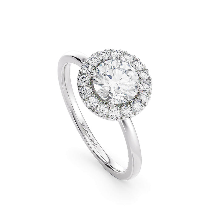 Halo Engagement Ring fine jewelry by Matthew Rosie