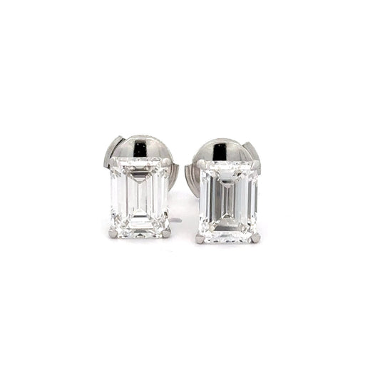 4.0 CTW Emerald Cut Lab Grown Diamond Studs fine jewelry by Matthew Rosie