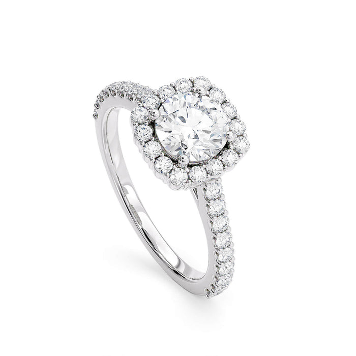Cushion Halo Engagement Ring fine jewelry by Matthew Rosie