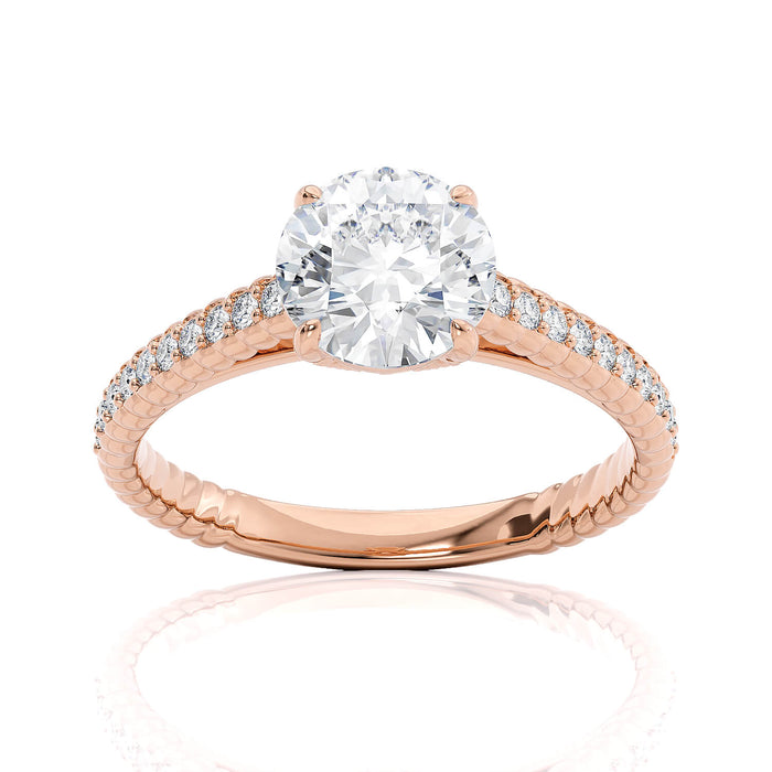 Pave Crossover Engagement Ring fine jewelry by Matthew Rosie