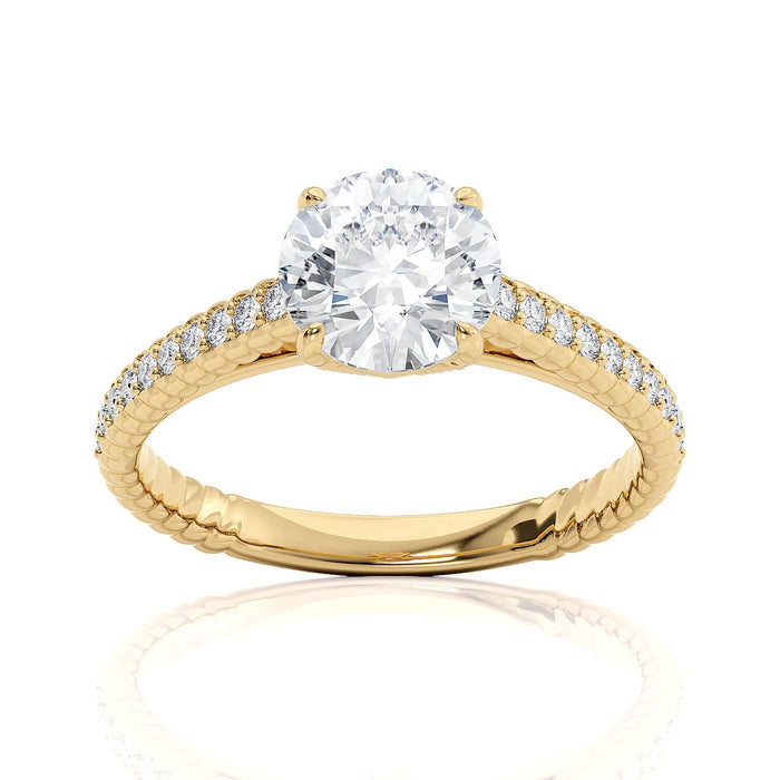Pave Crossover Engagement Ring fine jewelry by Matthew Rosie