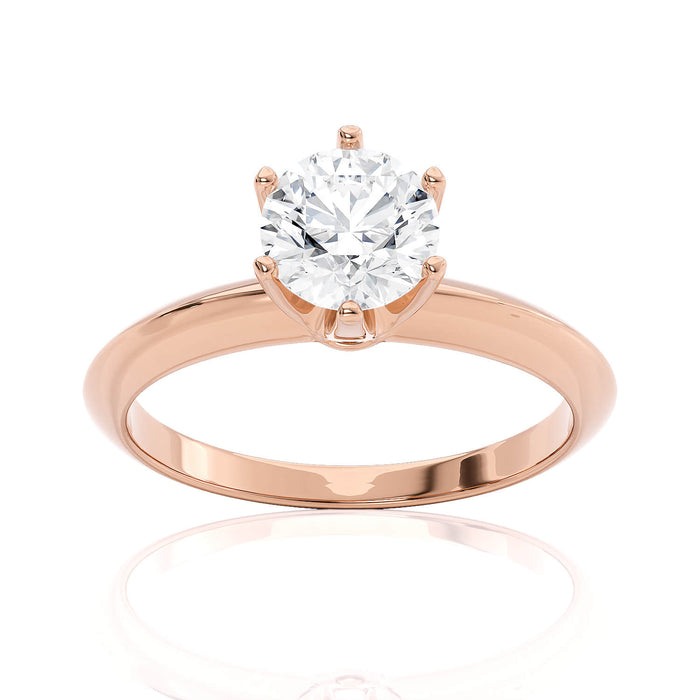 Six Prong Knife Edge Solitaire Engagement Ring fine jewelry by Matthew Rosie