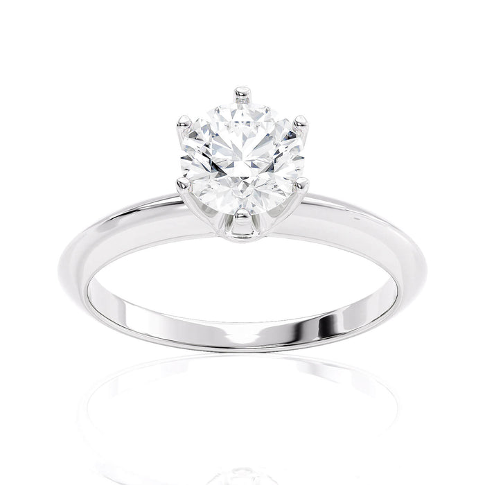 Six Prong Knife Edge Solitaire Engagement Ring fine jewelry by Matthew Rosie